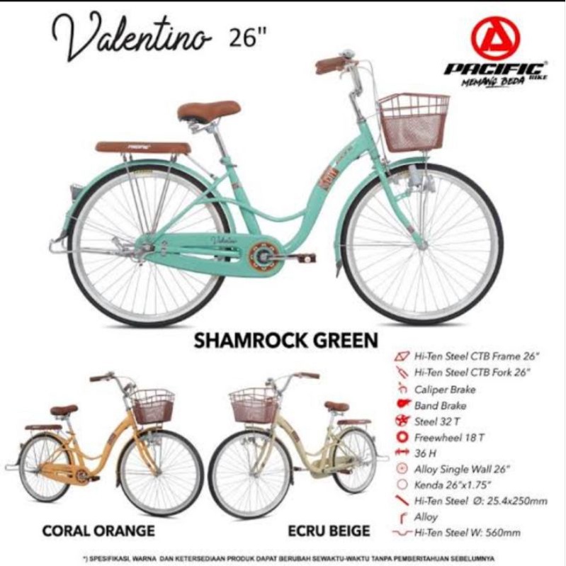 [EKA JAAYA SEPEDA] Sepeda keranjang perempuan dewasa Pacific Valentino 26 inch