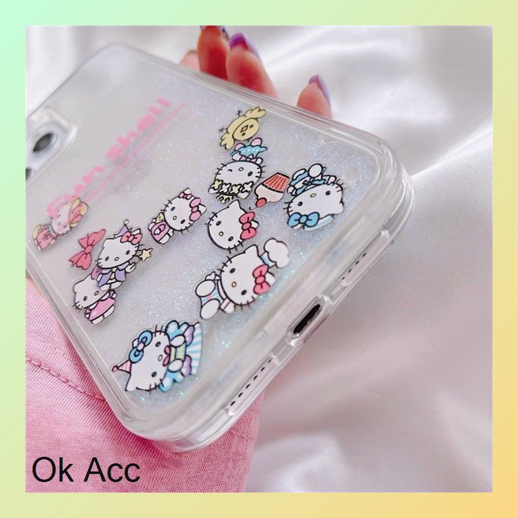 Softcase Casing HK Hello kitty karakter Glitter Unik Iphone 7 8 7+ 8+ X Xr Xs Max 11 Pro 12 Pro Max Fh25