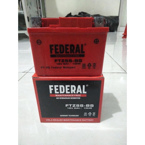 Aki Motor Federal FTZ 5S Beat/Vario/Karisma/Supra x 125/Mio Soul GT 125 (Semi Kering)