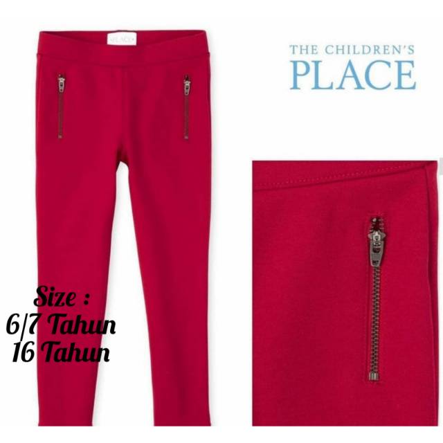 Celana Jegging The Children's Place Anak Perempuan Cewek Merah Polos - Jegging Place