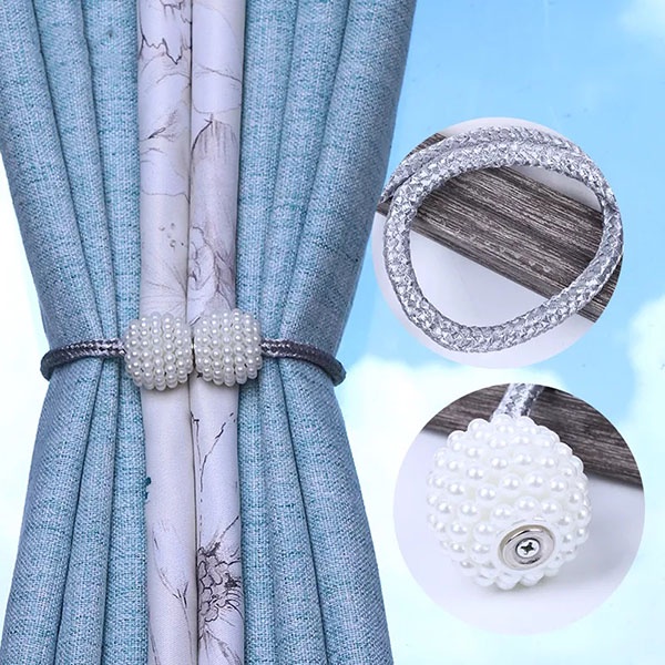 Tali Gorden Magnet / Pengikat Gorden Mutiara / Magnetic Curtain Ball Import / Pengait Penjepit Hordeng Tirai / Dekorasi Jendela Murah / TS-79