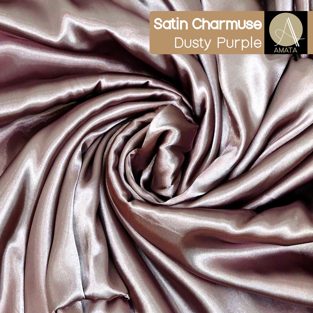 1/2 meter Kain Satin Charmuse / Sateen Silk Premium Dusty Purple