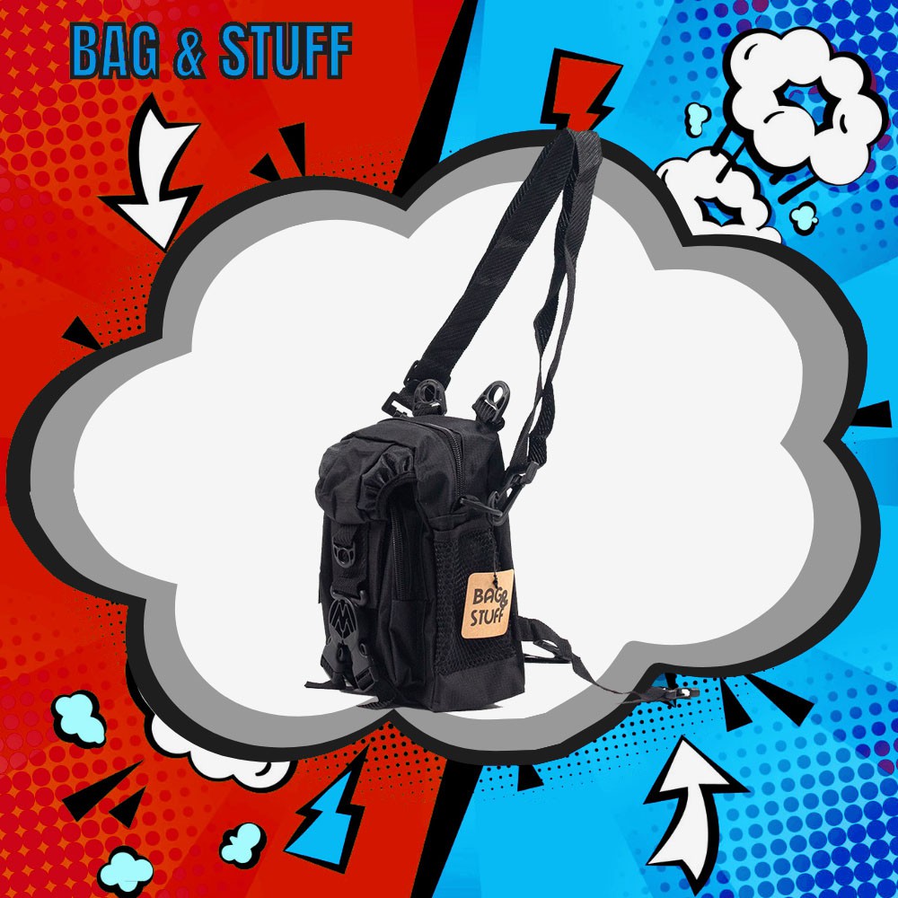 TAS SELEMPANG PRIA -1 BUAH BAG&STUFF HUNTER MINI TAS SELEMPANG SLING BAG LAKI KECIL PRIA WARNA HITAM