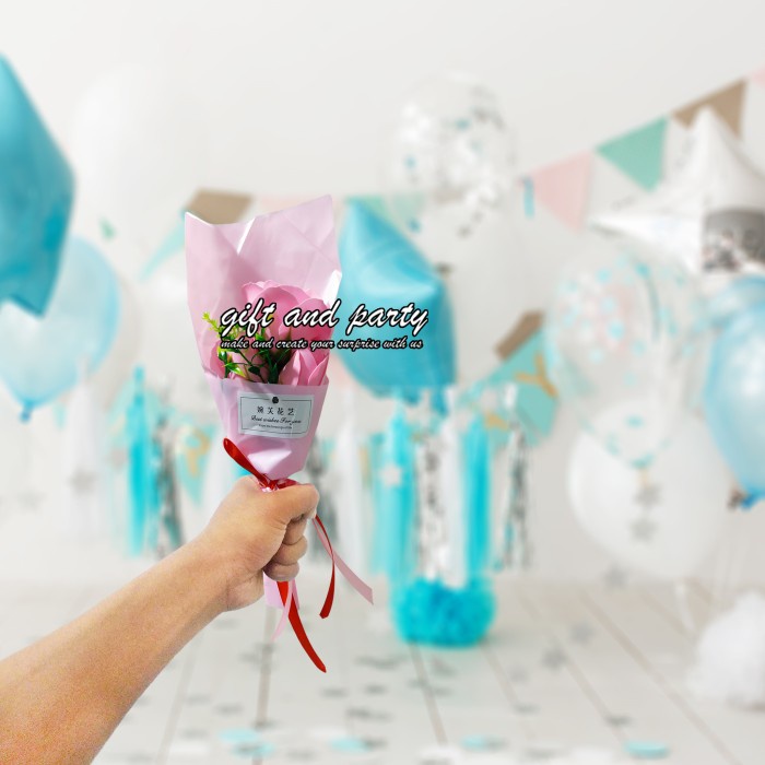 Buket Bunga Pink Isi 3 Bunga / bunga sabun / Buket Bunga