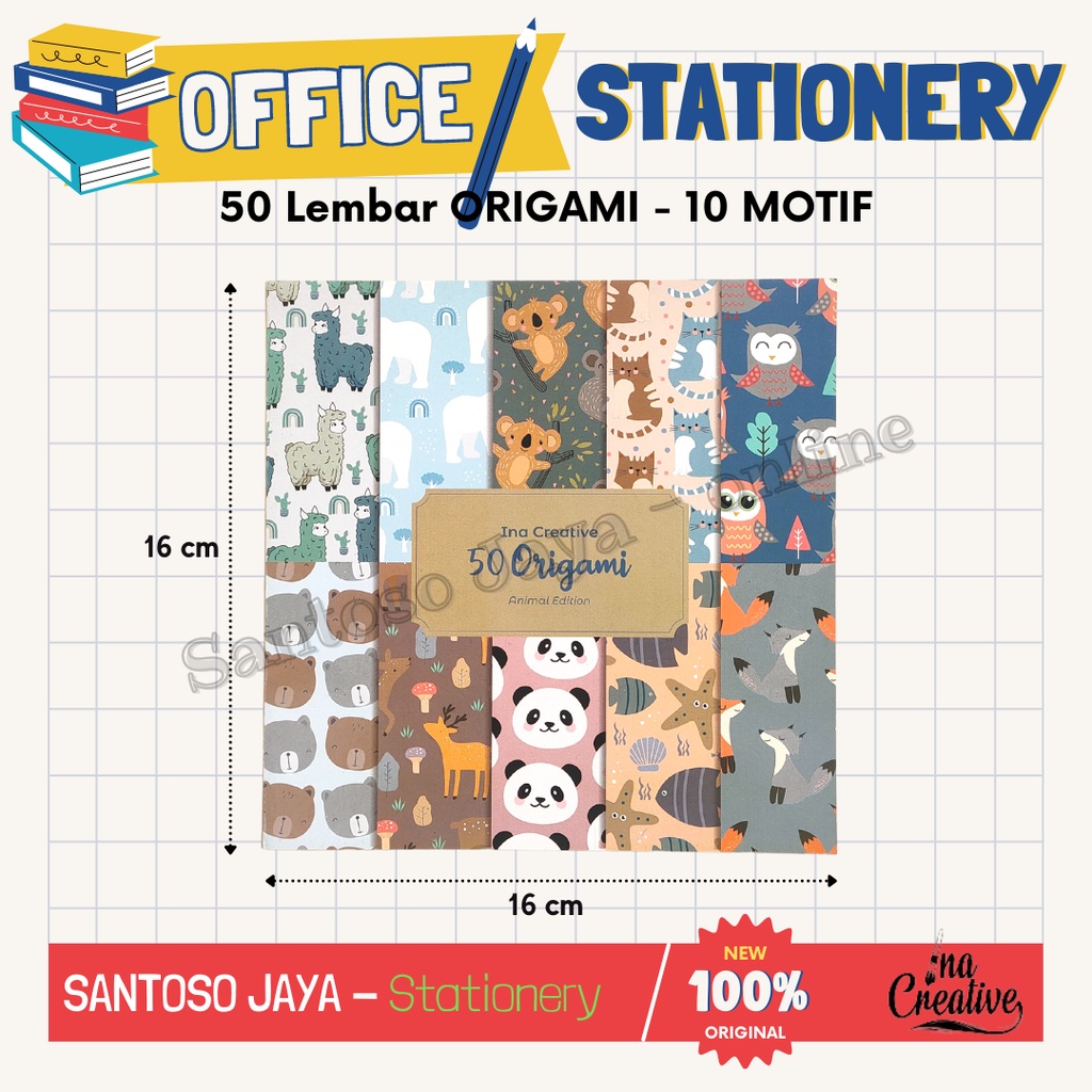 

Kertas Lipat INA Animal Edition 16x16 cm - 50 Origami 10 Motif