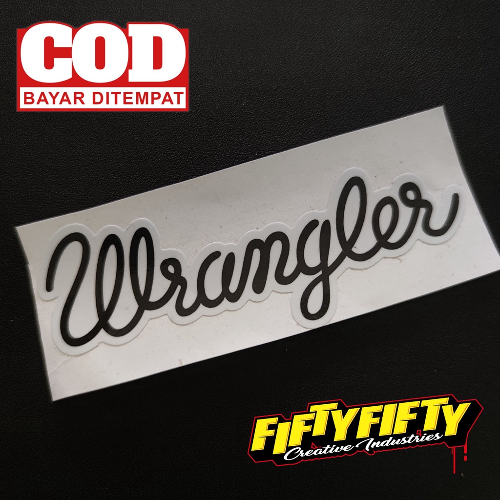 Stiker Print Cut WRANGLER SAMBUNG Stiker Printing Laminasi Glossy Tahan Air Stiker Motor Mobil Helm Sudah Membentuk Pola Desain