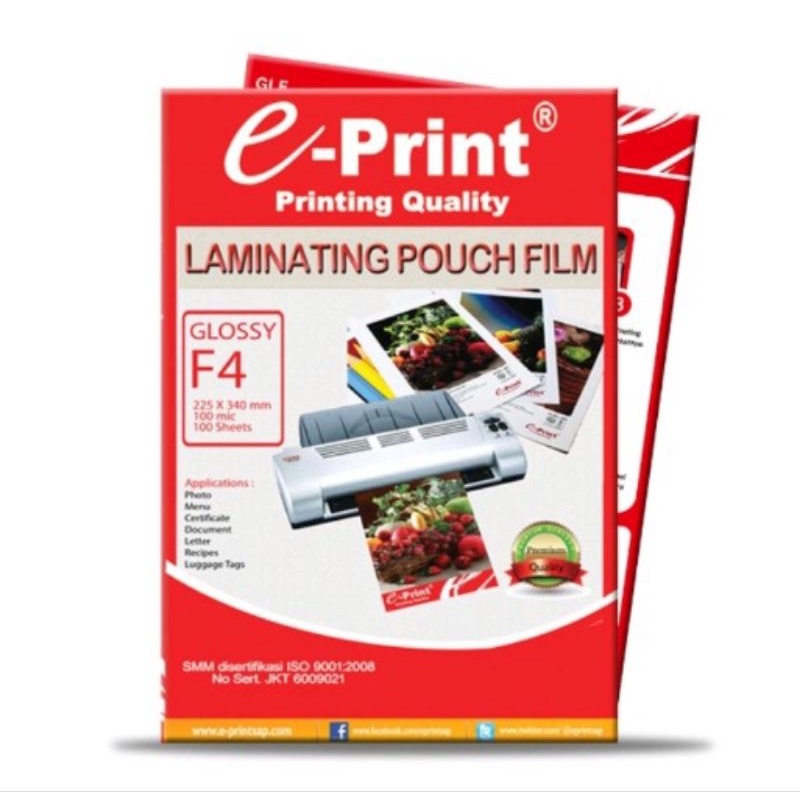 

PLASTIK LAMINATING E-PRINT F4 / FOLIO