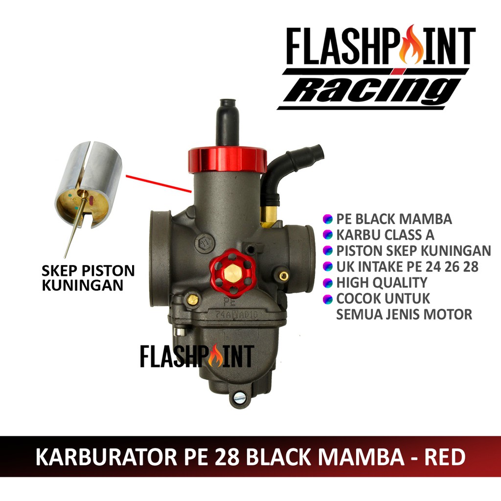 (BISA COD) KARBURATOR KEIHIN OEM PE 24 26 28 BLACK MAMBA RED GOLD CNC THAILAND KARBU PE28 PE26 PE24 KARBULATOR BEAT VARIO MIO RX KING MX GRAND SUPRA SMASH 125 X BYSON SHOGUN NINJA CBR GL PRO RR SOUL FI FU 150 SATRIA R VIXION TIGER GL REVO MX VEGA Z ZR