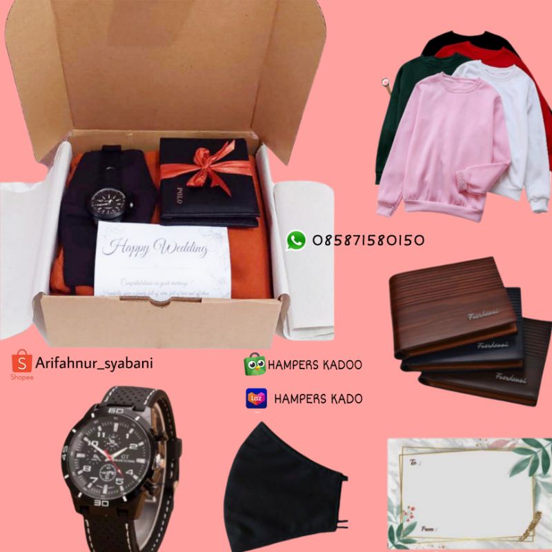 

HAMPERS/GIFT BOX - SWEATER COWOK KADO ULTAH Wedding wisuda pernikahan surprise hadiah pacar sahaba