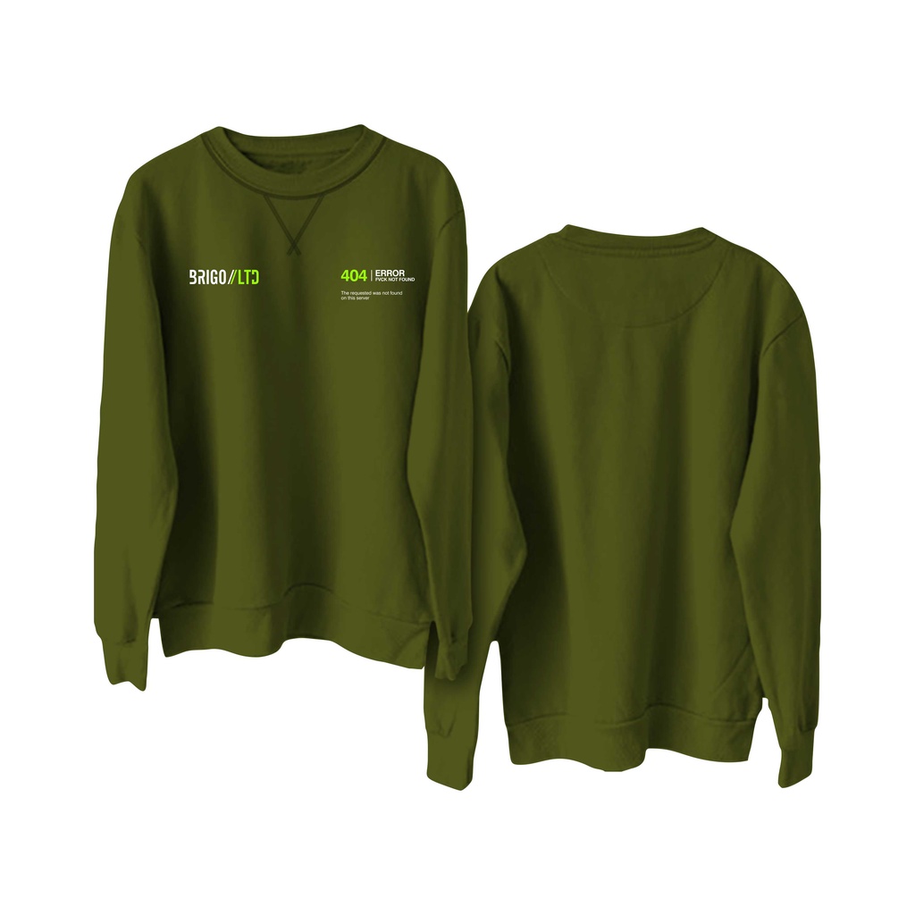 BRIGO Basic Sweatshirt  Eror  404 II Sweater Crewneck BRIGO Eror  404 Sablon DTF Fleece Cotton M-XXL (Pria &amp; Wanita) Free stiker&amp;Gantungan Kunci