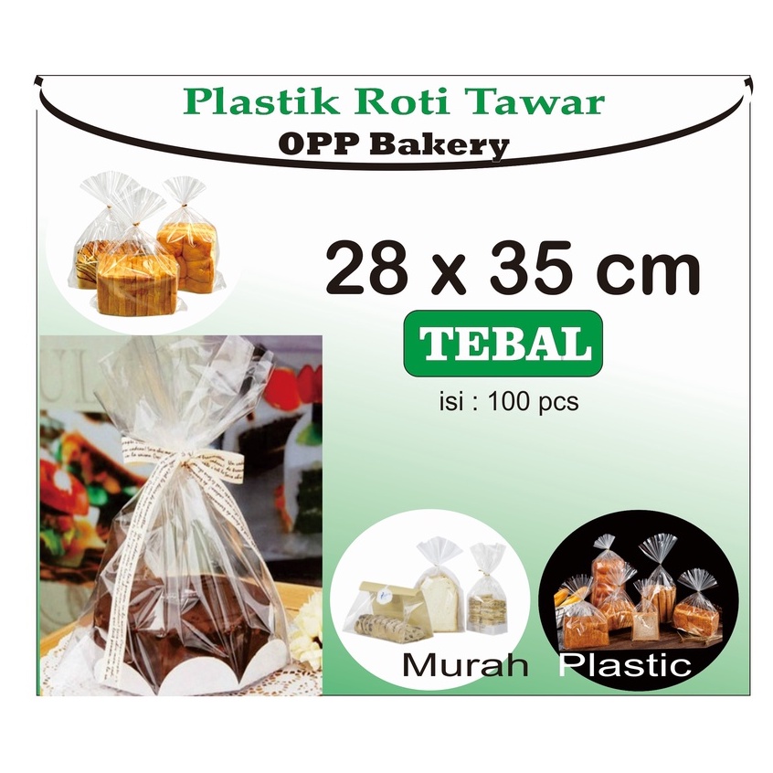 (TERMURAH) Plastik OPP ROTI TAWAR 28 x 35 (BONUS KAWAT) TEBAL GUSSET isi 100 pcs