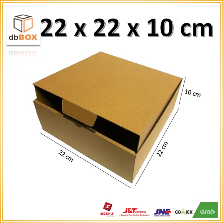 

kardus 22x22x10 cm, die cut kotak kue tart
