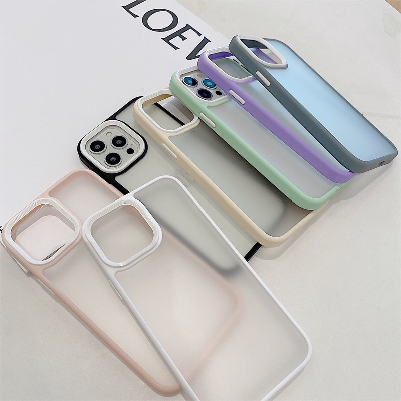 Case Pelindung Bahan Akrilik Matte Bening Untuk IPhone 12 13 Pro Max