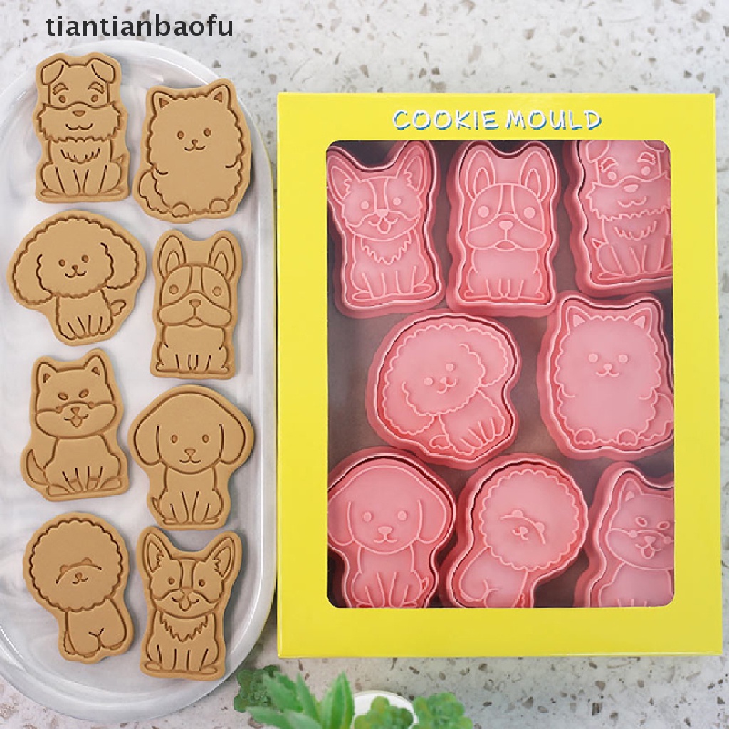 8 Pcs Cetakan Kue / Biskuit Bentuk Anjing 3D Untuk Dekorasi