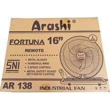 ARASHI Kipas Angin Besi 2 Fungsi Fortuna 16 Inch Remote - Garansi 1 Tahun