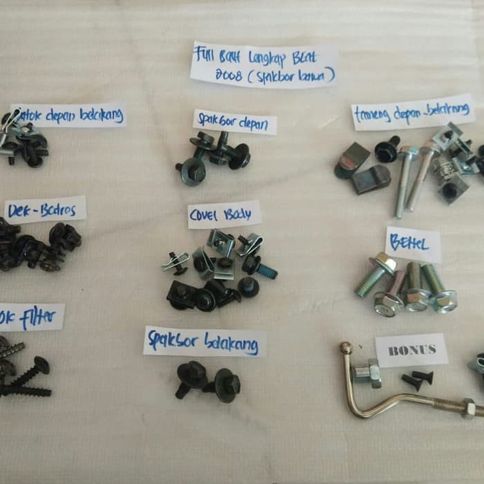 baut lengkap body beat tahun 2009 karbu full set
