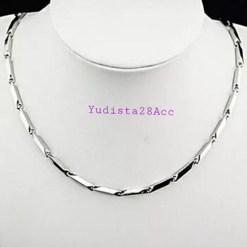 Kalung Titanium Padi Silver Original asli 100% Titanium