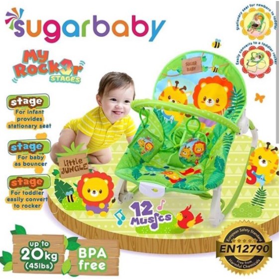 Sugar Baby My Rocker 3 Stages Bouncer Baby Ayunan Bayi Baby Chair Tempat duduk Bayi