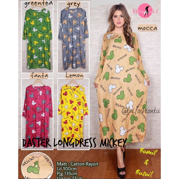 Cod Murah Serba 53k Daster Longdress Mickey Daster Lengan Panjang Rayon Hijab Bumil Busui Hamil Shopee Indonesia