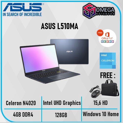 Laptop ASUS Vivobook E410MA  / L510MA N4020 4GB 128GB / 256GB 15.6 FHD Win10 + Office 365 Laptop Murah Untuk sekolah-L510MA 128GB 15,6