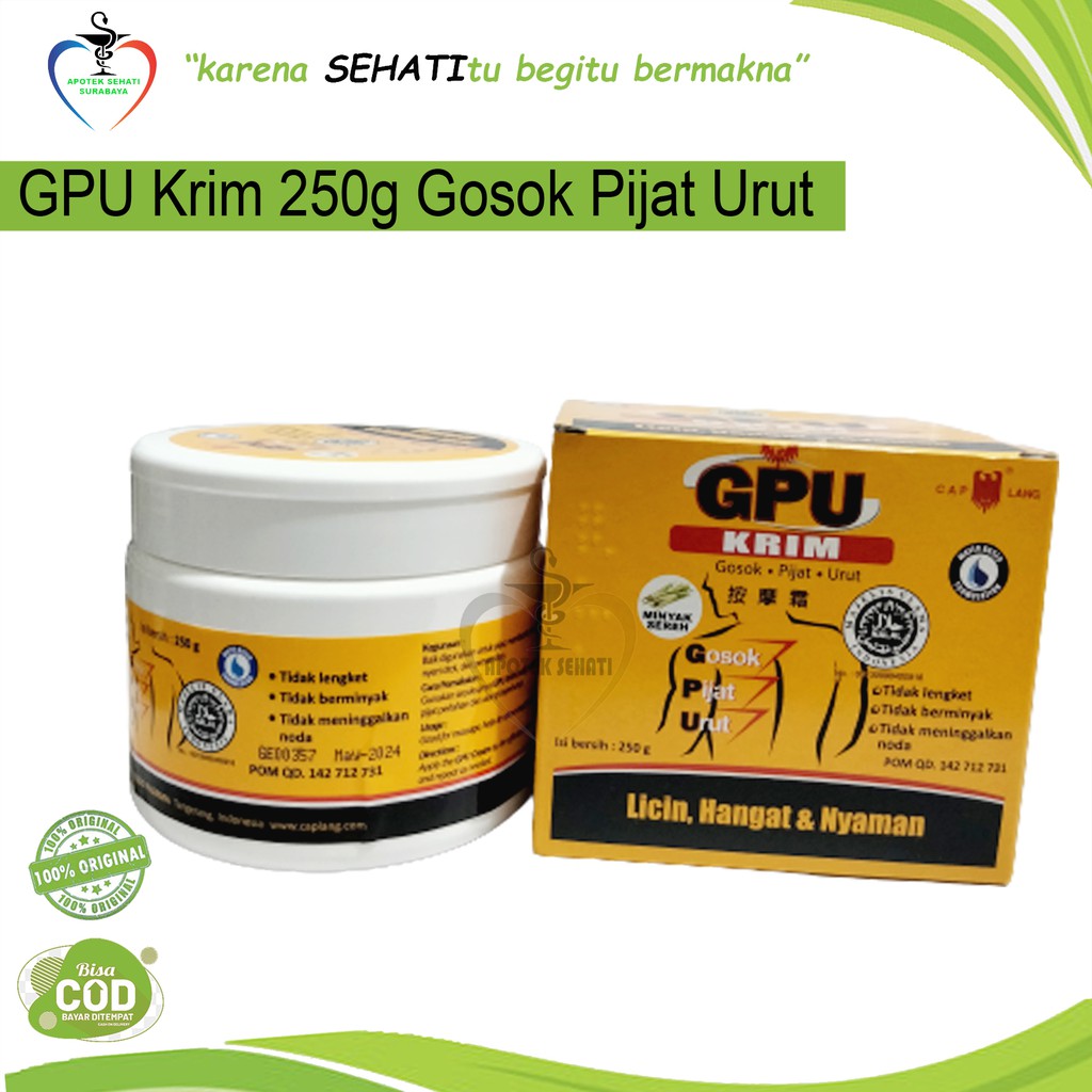 Jual CAP LANG GPU CREAM SEREH 250GR KRIM GOSOK PIJAT URUT Indonesia