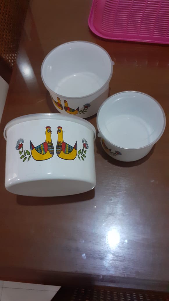 Maspion Deep Storage Bowl Enamel On Steel Rantang 3 Susun - Random