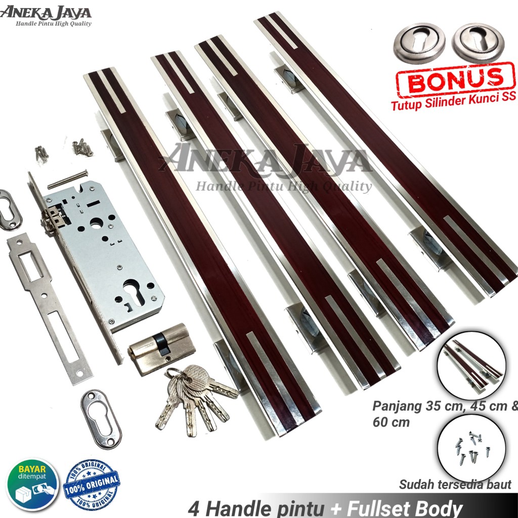 Satu set 4 handle pintu rumah 35 cm 45cm 60 cm murah minimalis tarikan pintu stainless gagang pintu