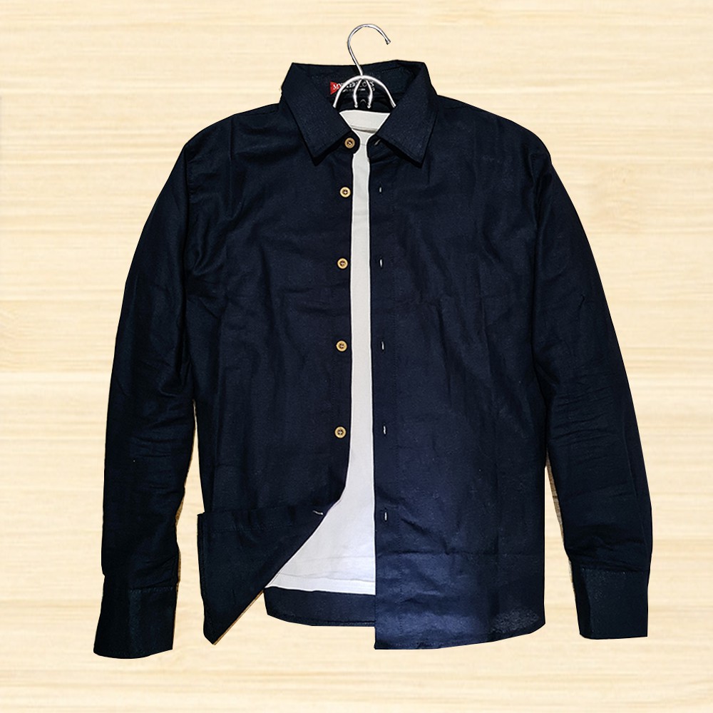 MYSTERICOUS Kemeja Pria Panjang Formal Kasual Linen EURO HIGH CLASS 100% - Navy