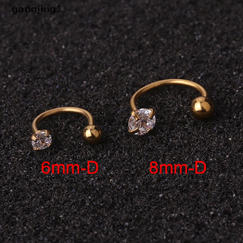 1 Pc Anting Stud Kristal Cubic Zirconia Untuk Tindik Tulang Rawan