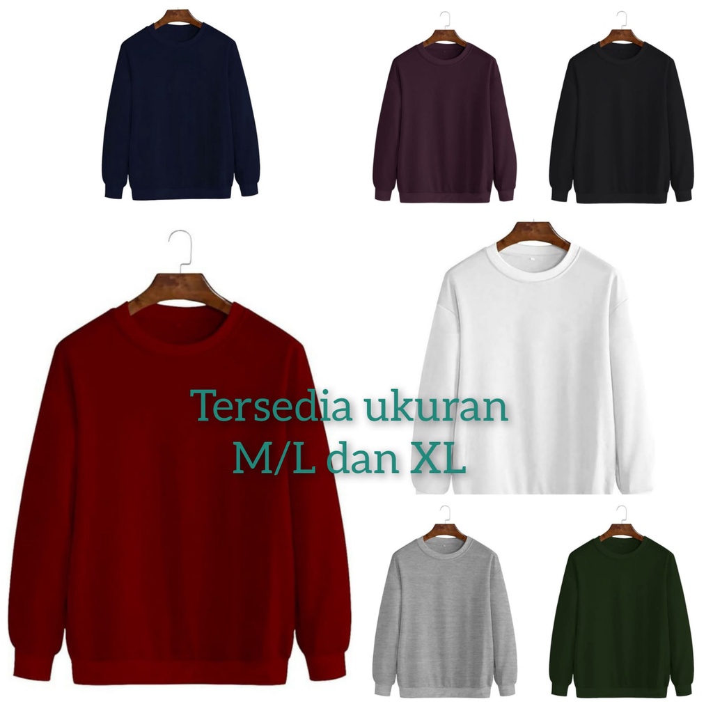 bisa COD / POLILE - BAJU sweater POLOS Babyterry / atasan lengan panjang / fashion pria distro / terbaru / terlaris