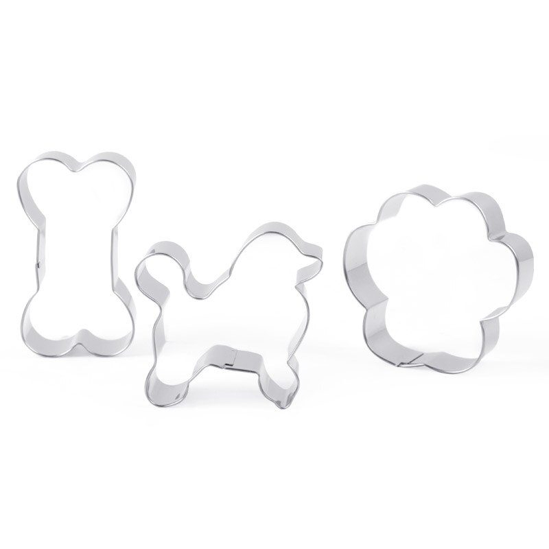 3pcs / Set Cetakan Kue Bentuk Tulang Anjing Bahan Stainless Steel Untuk Dapur