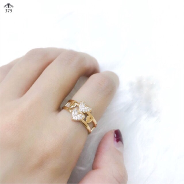 TM375 CINCIN EMAS ASLI - model hati tumpuk