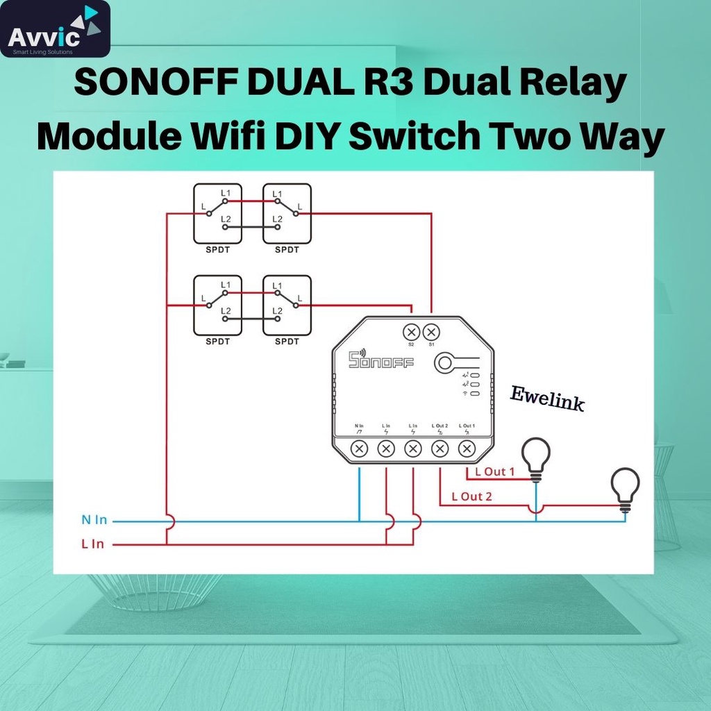 SONOFF DUAL R3 2Gang Relay Module DIY MINI Remote Control Switch Power