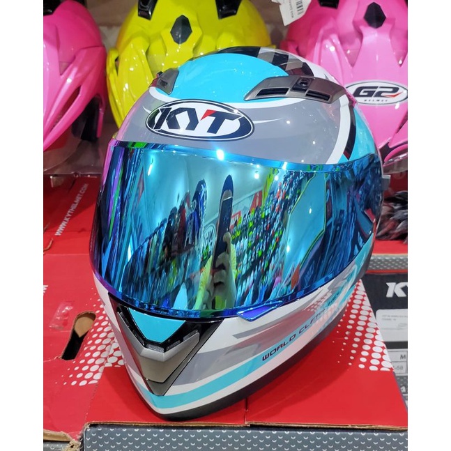 KACA VISOR FLAT VENDETTA FALCON IRIDIUM BLUE SILVER CLEAR DARK SMOKE KYT VENDETTA FALCON FR INK DUKE