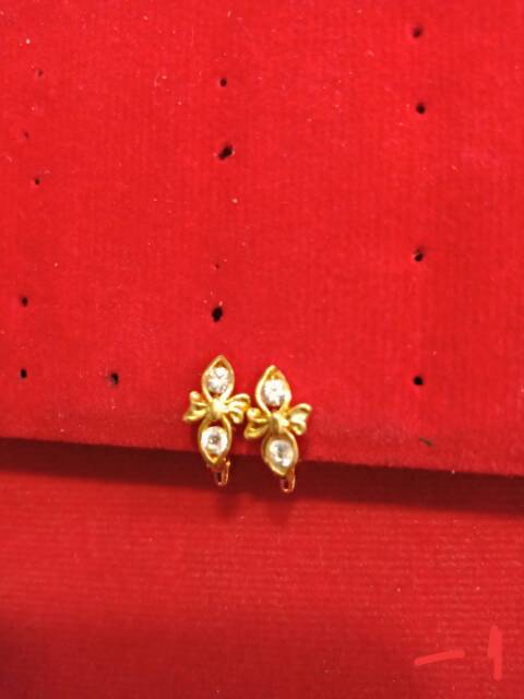 Anting jepit anak dan dewasa emas asli kadar 700 70% 22 1 satu g gr gram gold ubs permata batu