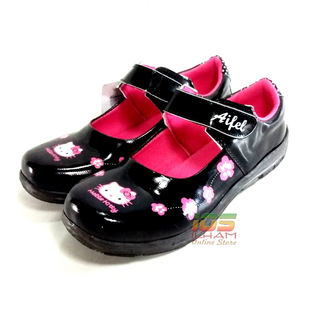 Aifel A.02 Sepatu Pantofel Anak Hello Kitty Size 26-35 Hitam Pink