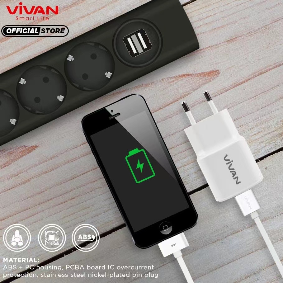 Charger VIVAN Power Oval 2 Original 2A Quick Charging Fast Charging - Garansi Resmi 1 Tahun