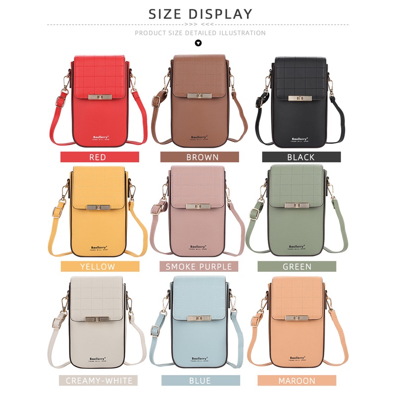 [BISA COD] BAELLERRY N8612 Tas Selempang Wanita Tas Handphone Sling Bag Kulit PU Leather Premium