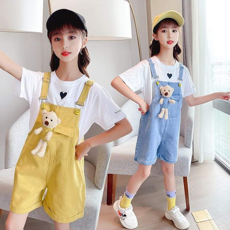 Setelan Overall Celana Anak Perempuan Love Bear