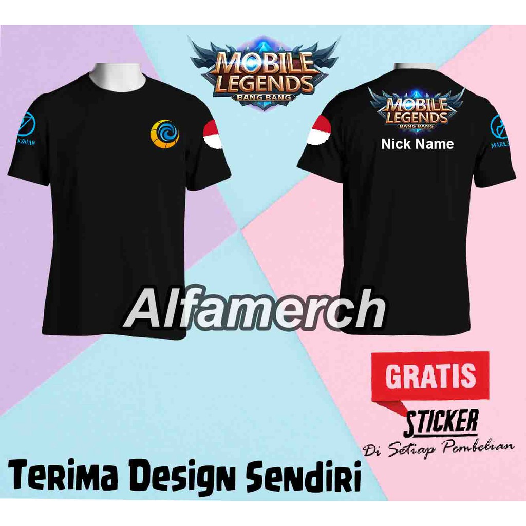 Baju Kaos T shirt Tshirt Pendek ML MOBILE LEGENDS MOONTON GAME GAMERS GAMING Keren Pria Wanita