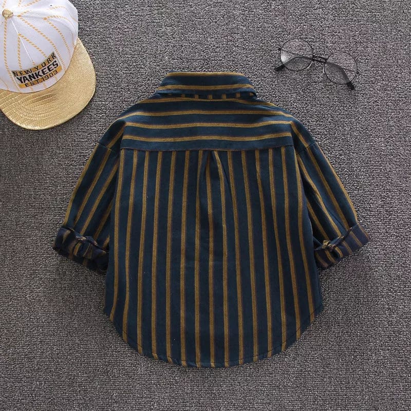 Ananakstore - Atasan Kemeja Anak Anak 0-5 tahun Baju baby Motif Salur Gold