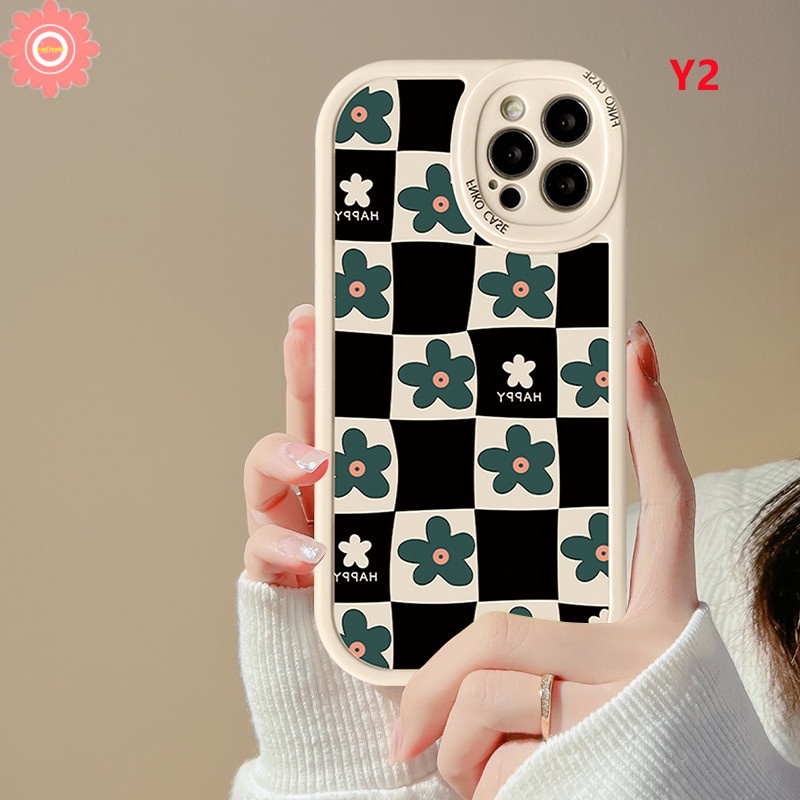 Casing Bunga Hijau Sastra Retro Realme C53 C55 10 Pro Plus C30 GT 9i 8i 6i 5i 7i 5c25 C25Y C25s C12 C35 C11 C17 C20 C3 C21 8 C15 C21Y C31 6 5s 8 6s 7 Checkerboar Soft Sarung