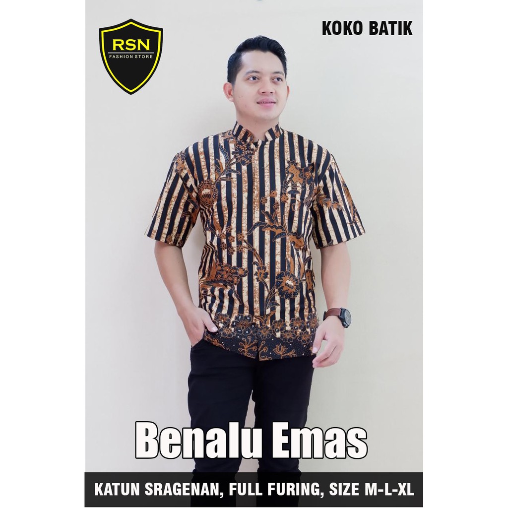 Baju Koko Batik Pria Lengan Pendek Terbaru 2021 Modern Terlaris Koko Murah Bagus Benalu Emas