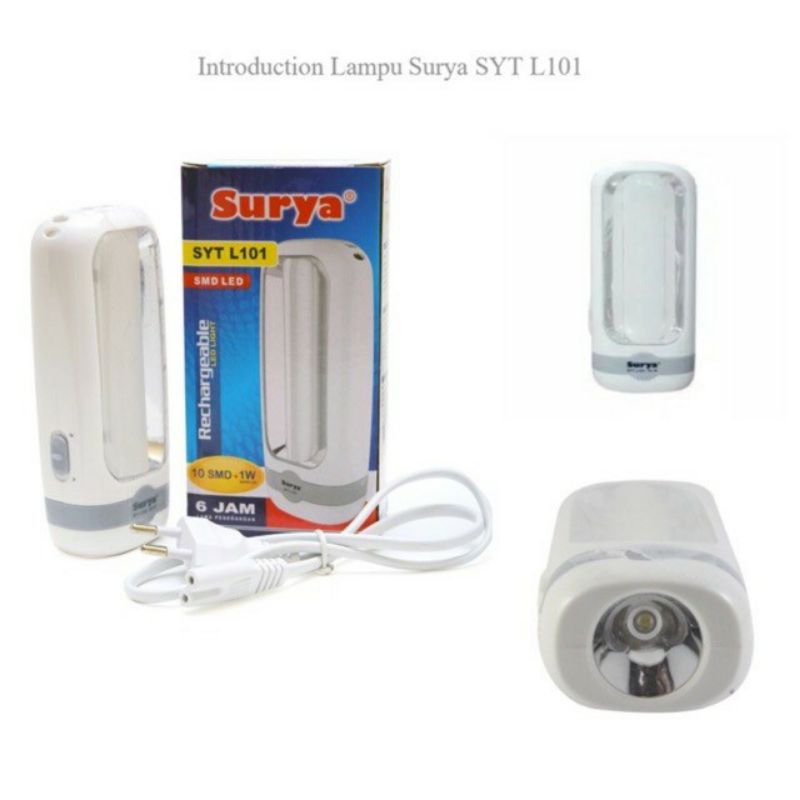 Lampu Senter SURYA SYT L101 SMD LED Emergency Rechargeable Flashlight