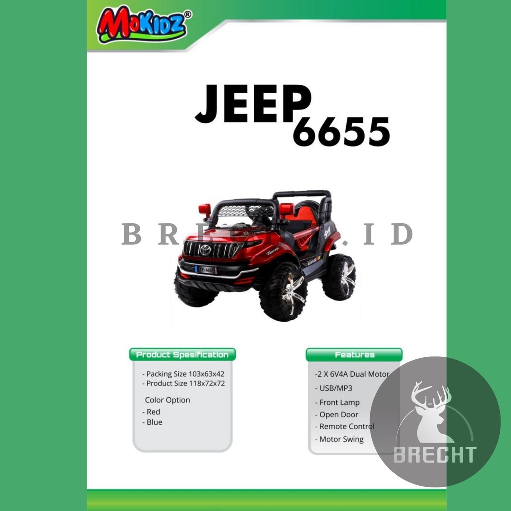 Mainan Anak Mobilan Aki Model Jeep 6655 Mokidz