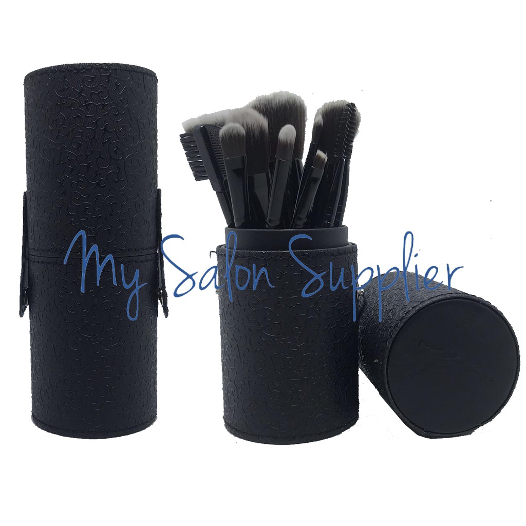 Kuas Make Up Brush Set isi 12 Tabung Hitam Merk