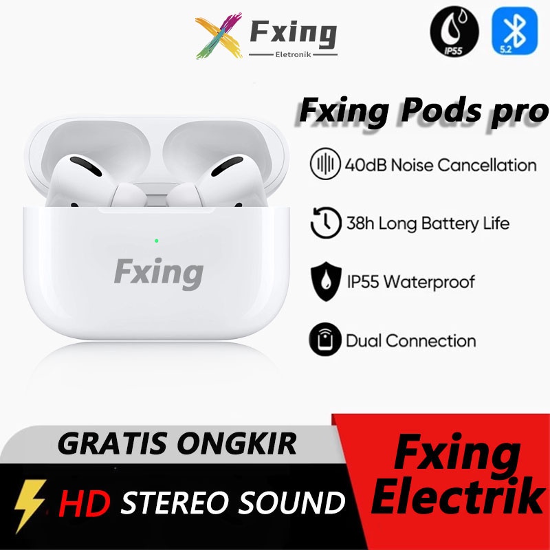 【BT009】Fxing Pods 2 TWS Mini Earphone Headset Bluetooth 5.0 Noise Canceling Earphones BT Handset Dengan Popup