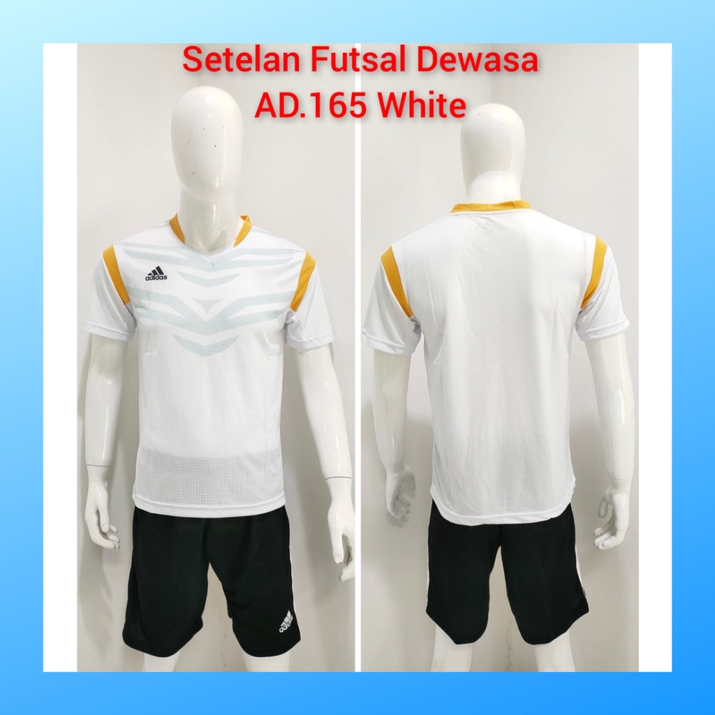 jersey futsal pria kaos sepak bola baju dan celana setelan wanita dewasa t-shirt outfit seragam jarsey kostum olahraga pakaian apparel print sport jersy soccer casual jersi suit AD165 putih