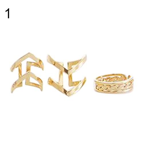 Hu Hu Hu Hu Hu Alat Bantu Pasang Kacamata♡ 3pcs / Set Cincin Knuckle Midi Model Terbuka Desain Panah Hollow Untuk Wanita