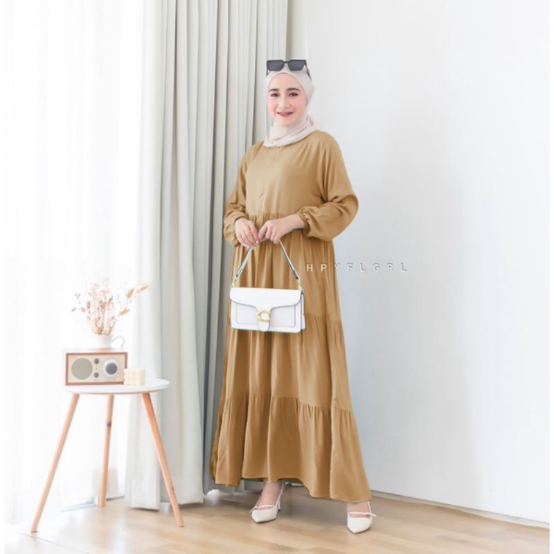 Gamis susun Rayon /Gamis Polos Susun Super Tebal / Gamis Susun Payung Klok / Fashion Wanita / Gamis 
